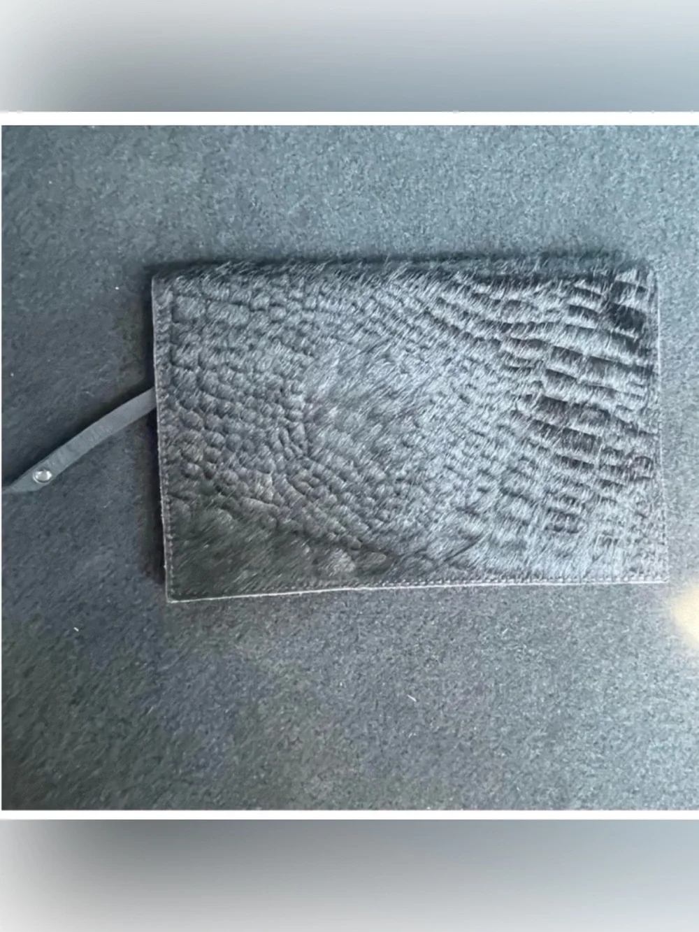 Mersea Cow Hide Black Clutch with Magnetic Closure